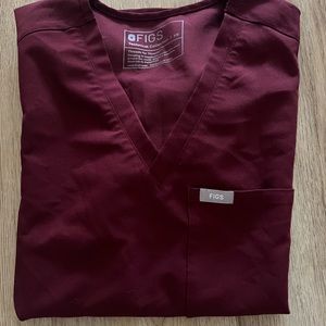 Figs burgundy one pocket scrub top